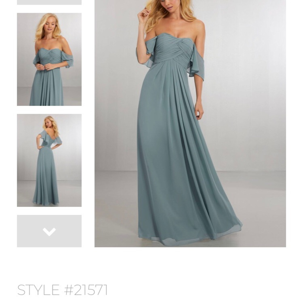 Mori Lee Madeline Gardner Boho Chic Bridesmaid Dress Mint Green size 6 Chiffon